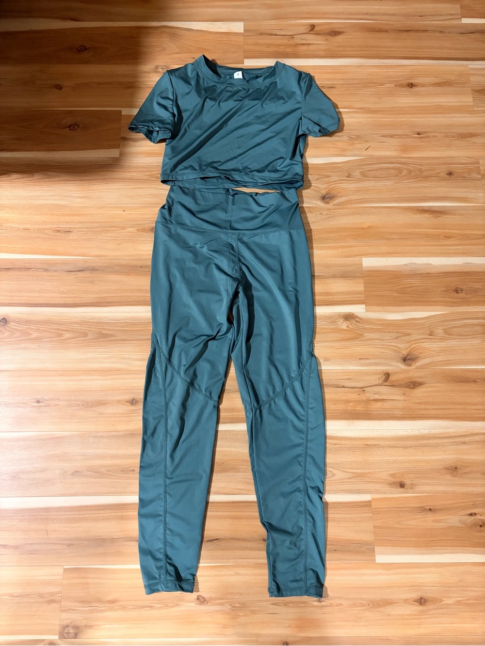 Women’s High-Waist Active Leggings and Crop Top Set - Deep Teal
